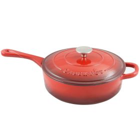 Crock Pot Artisan 3.5 Quart Enameled Cast Iron Deep SautÃƒÂ© Pan With Self Basting Lid in Scarlet Red