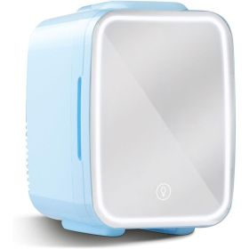 Mini Skincare Fridge with Dimmable LED Mirror, 4Liter/6 Cans Cooler and Warmer for Makeup, Cosmetic, Beauty, Food, Portable Smal
