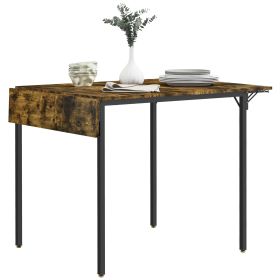 HOMCOM Industrial Folding Dining Table for 2 to 4, Space Saving Drop Leaf Kitchen Table for Small Spaces, Rustic Brown