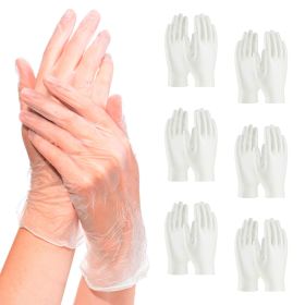 Pack of 100 Vinyl Gloves; Natural color; Small size. Disposable Ambidextrous Gloves. Unisex Transparent Food Gloves for Kitchen; Cooking; Picnics; Sup