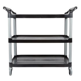 SOGA 3 Tier Food 83.5x43x95cm Trolley Food Waste Cart Storage Mechanic Kitchen Black Small