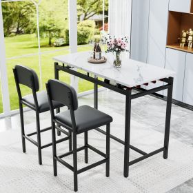 Kitchen Table Set, Dining Table and Chairs for 2, 3 Piece Dining Room Table Set with 2 Upholstered Chairs, Bar Dining Table Set for Small Spaces (Color: as Pic)