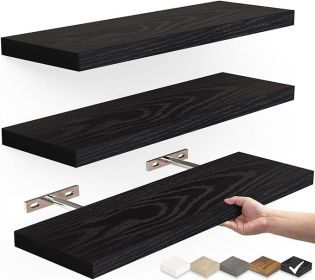 Floating Shelves, Wall Mounted Rustic Wood Shelves for Bathroom, Bedroom, Living Room, Kitchen,Small Hanging Shelf for Books (Color: Black)