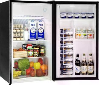 BANGSON Compact Fridge with Freezer, 3.2 CU.FT. Small refrigerator with Freezer, 5 Adjustable Temperatures, 38 dB Low Noise (Color: Black)