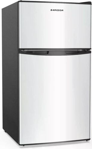 BANGSON Mini Fridge with Freezer, 2 Door Small Refrigerator with Freezer, Mini Fridge for Bedroom, 3.2 CU.FT, For Home, Office