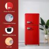 Fridge with Freezer Mini Retro Red 3.5 Cu.ft Compact Refrigerator Small Apartment with Adjustable Mechanical Thermostat