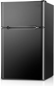 Mini Fridge with Freezer, 3.2 Cu.Ft Mini Refrigerator, Dorm Fridge with 2 Door For Apartment/Office-Food Storage Cooling Drink (Color: Black)