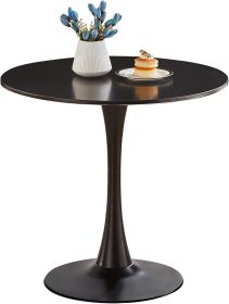 Round Dining Table Small Black Kitchen 31.5" in Tulip Design Modern Pedestal Table for Small Space Dining Room 2 to 4 Person (Color: Black)