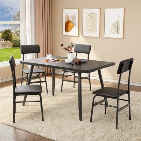Dining Table Set for 4,Sleek Design Rectangular Kitchen Dining Table with Black-4 Back Chairs for Small Space, Apartment (Color: Black-4 Back Chairs)