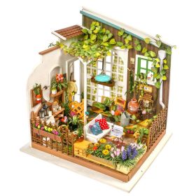 Robotime Rolife DIY Wooden Miniature Dollhouse Greenhouse Handmade Doll House Kitchen With Furniture Toys For Children Lady Gift (Color: DG108 Millers Garden)