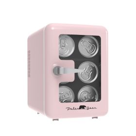 2024 New Mini Fridge Cooler, 6.5in. 4-Liter Retro Window Standard Door Compact Mini Refrigerator (Color: Pink)